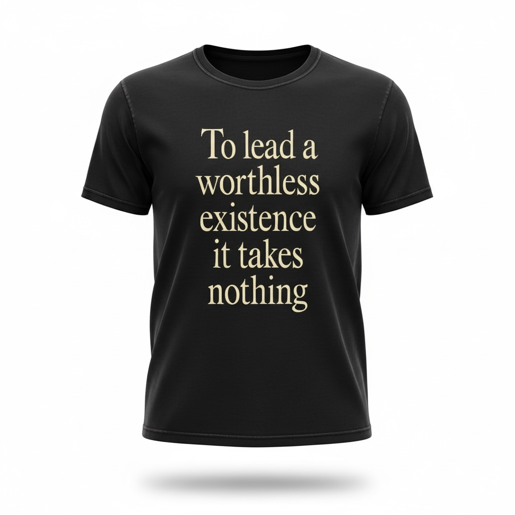 To lead a worthless existence it takes nothing T-shirt